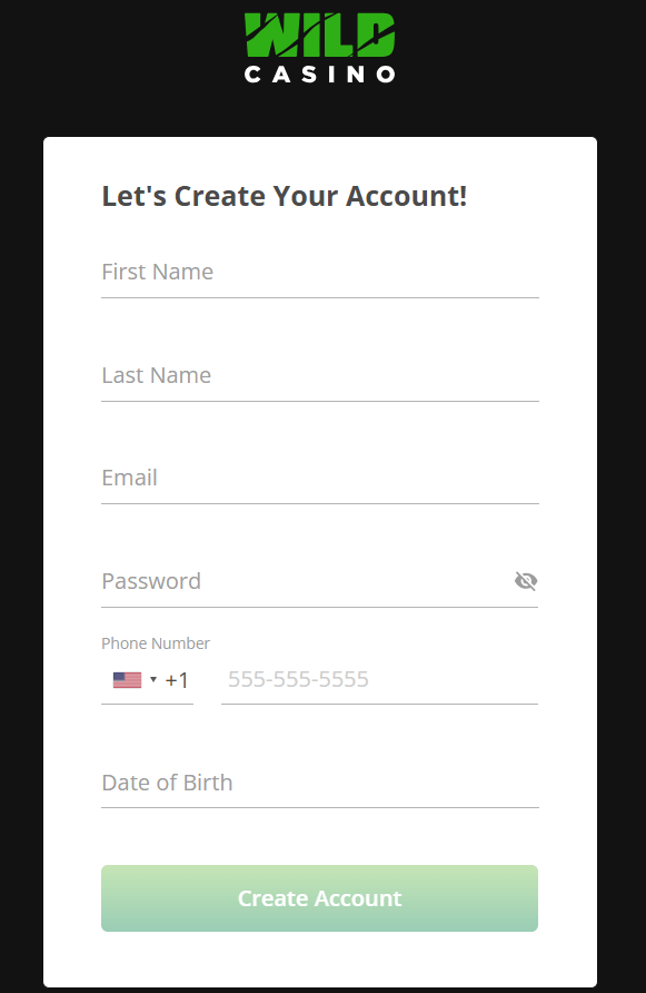 Wild Casino checkout page
